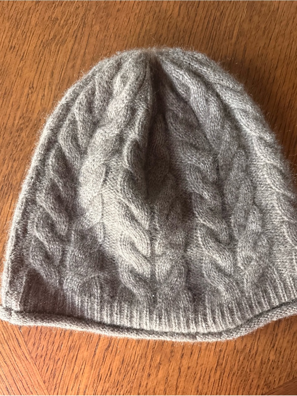Tahari 100% Cashmere Beanie Hat Oatmeal Cable Knit Winter Cap Luxurious Soft O/S